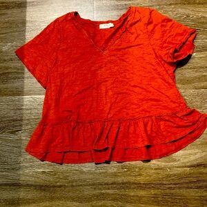 Red orange baby doll style short sleeve top